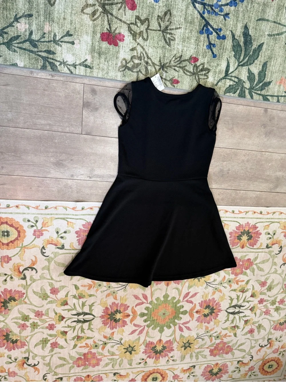 New The Children's Place Black Girls' Fit-and-Flare Party Dress Size Large
